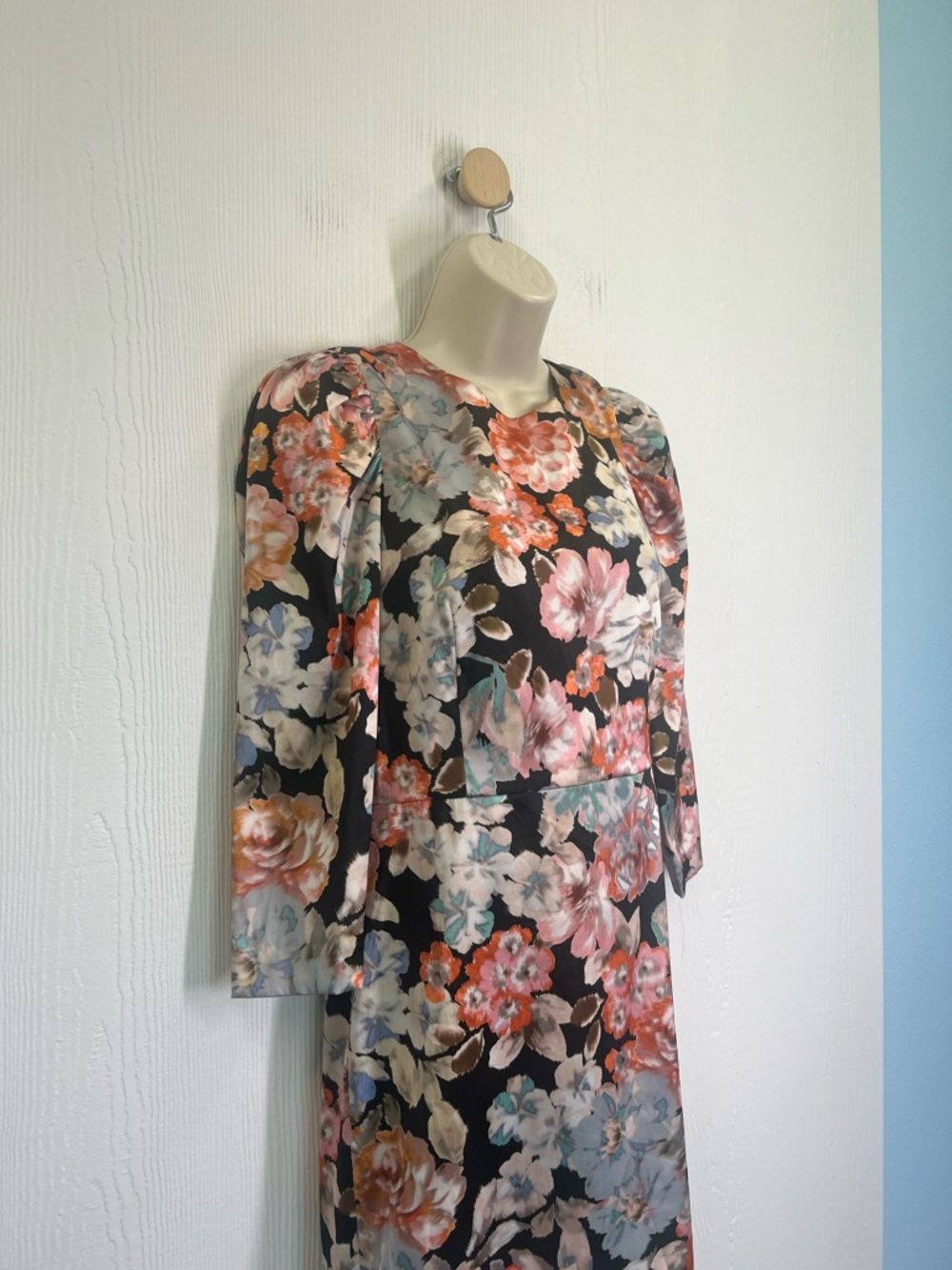 Zara - Colorful Floral Print Quarter Puff Long Sleeves Mini Dress Size Medium - Picture 4 of 10